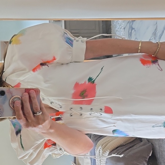 Sleeper Maxi Dress with Floral Accents, String Detail, Garden Party, EUC, Small - Picture 14 of 16